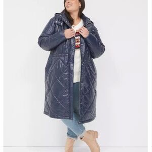 Lane Bryant Blue Snap Front Puffer Jacket Size 14-16